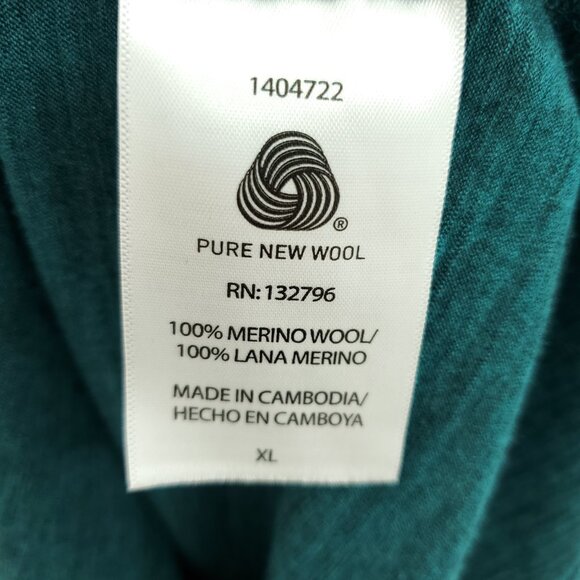 Seg'ments 100% Merino Wool Crew Neck Long Sleeve Base Layer Top XL Teal/Blue - Picture 13 of 14